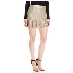 Free People Peplum Skirt Size 2 Mini Gold Shimmer Vegan Leather Glitter Glam